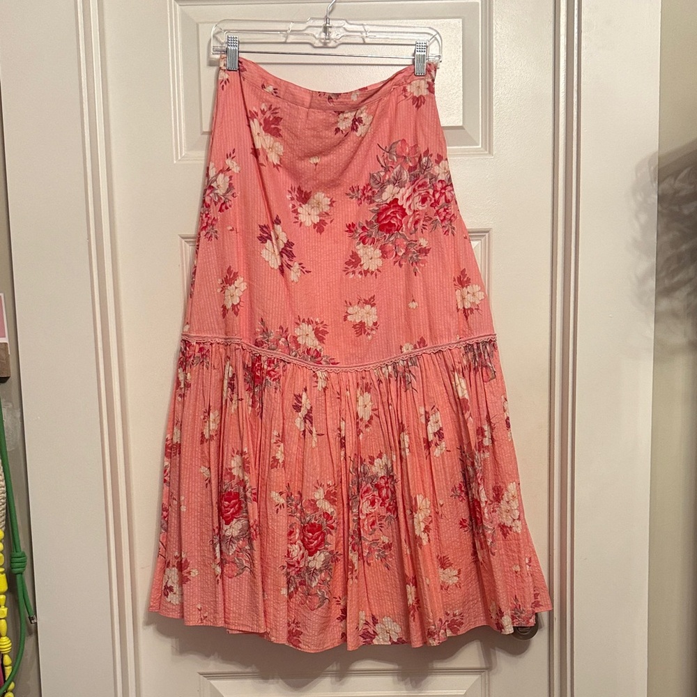 Love shack  fancy seersucker, floral skirt Coral A-Line Skirt
